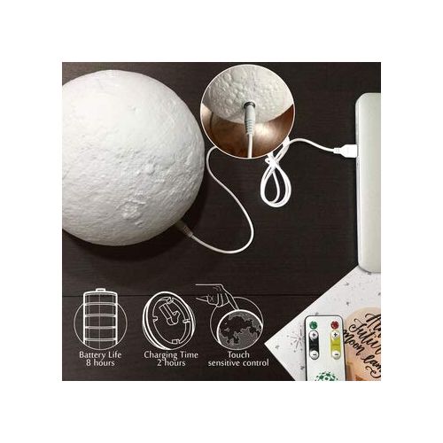  ATHENA FUTURES Moon Lamp Moon Light 3D Moon Lamp - Seamless - 3 Color Moon Night Light with Stand - Mood Lamp Book, Globe, Cool Lamp, USB Charging, with Wooden Stand, Box, Kids, Moonlight LED, 5.