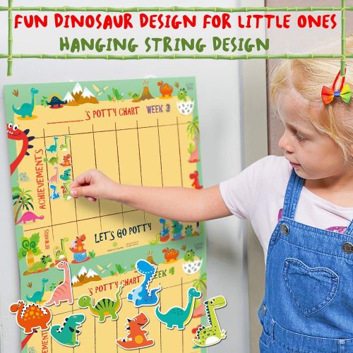  [아마존베스트]ATHENA FUTURES Potty Training Chart for Toddlers  Dinosaur Design - Sticker Chart, 4 Week Reward Chart, Certificate,...