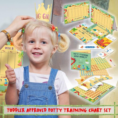  [아마존베스트]ATHENA FUTURES Potty Training Chart for Toddlers  Dinosaur Design - Sticker Chart, 4 Week Reward Chart, Certificate,...