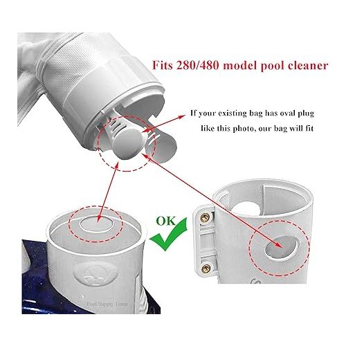  ATIE K16 Pool Cleaner All Purpose Bag with Hook and Loop Fastener Enclosure for Polaris 280, 480 Pool Cleaner All Purpose Bag K16 (2 Pack)