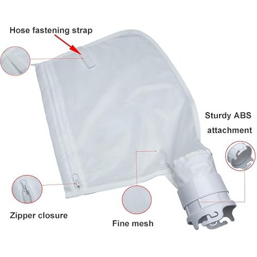  ATIE Pool Cleaner Fine Mesh Bag with Zipper Enclosure, Compatible with Pentair Kreepy Krauly Legend, Platinum, Letro Pool Cleaners Debris Bag 360002 and EU16 Bag (2 Pack)