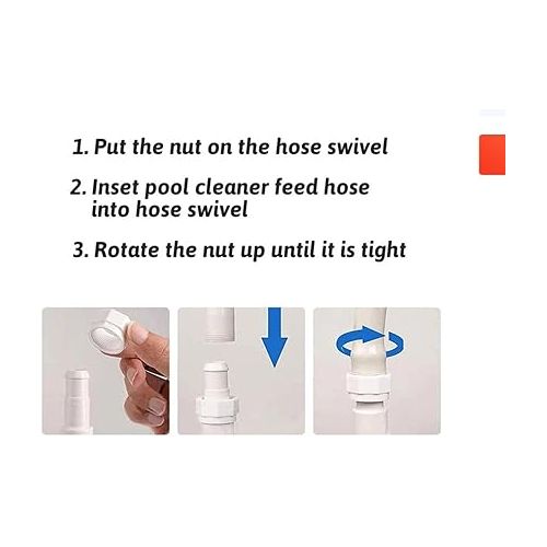  ATIE 280, 380, 180 Pool Cleaner Hose Swivel D20 and Hose Nut D15 Combo Kit Replacement For Zodiac Polaris 280, 380, 180 Pool Cleaners (2 Pack)