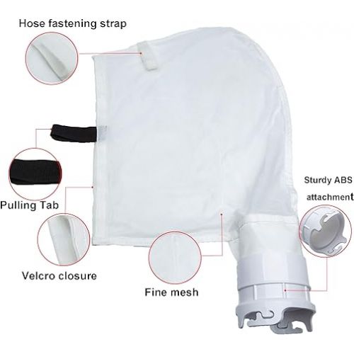  ATIE Pool Cleaner Fine Mesh Bag with Hook and Loop Fastener Enclosure Compatible with Pentair Kreepy Krauly Legend, Platinum Pool Cleaner Debris Bag 360002 and EU16 Bag (2 Pack)