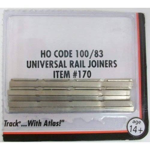  [아마존베스트]Code 100/83 Nickel Silver Universal Rail Joiners 48 Pcs per Blister, Atlas #170 HO Scale