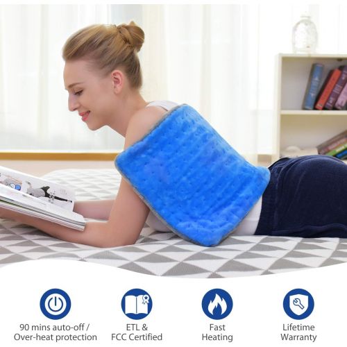  [아마존 핫딜] [아마존핫딜]Heating Pad for Fast Pain Relief ATMOKO Electric Heat Pad Extra Large [12x25.5], Auto-Off, Washable, Fast Heating, Moist & Dry Heat Therapy Options 1.5X Heating Area Upgrade