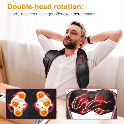  Electric Massager, ATMOKO Neck Massager with Heating & Vibration Function, for Shoulders, Neck, Back, Waist, Legs, Arms, Soles, Relieve Muscle Pain