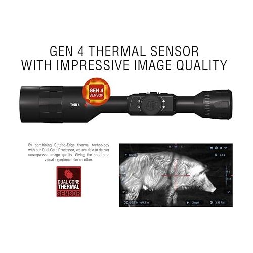  ATN Thor 4, Thermal Rifle Scope with Full HD Video rec, WiFi, GPS, Smooth Zoom and Smartphone Controlling Thru iOS or Android Apps