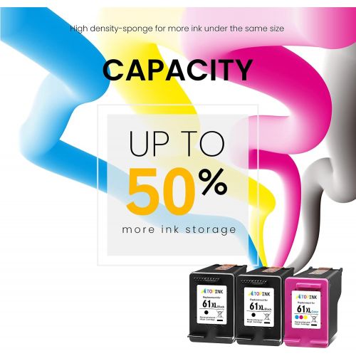  ATOPINK Remanufactured Ink Cartridge Replacement for HP 61XL 61 XL (2 Black, 1 Tri-Color) Work with DeskJet 2540 3050 3000 1000 1512 OfficeJet 2622 4635 4630 2620 Envy 4500 5530 45