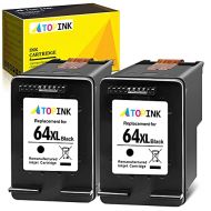 ATOPINK Remanufactured Ink Cartridge Replacement for HP 64 XL 64XL (2 Black) Work with Envy Photo 7855 7155 6255 7164 6222 6252 7134 7830 7864 7800 6230 6220 6234 7120 7858 Tango X