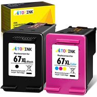 ATOPINK Remanufactured Ink Cartridge Replacement for HP 67 XL 67XL (Black Tri-Color) Work with DeskJet 2752 2710 2755 2722 2720 2300 2330 Plus 4100 4152 4158 Envy 6055 6052 6022 Pr