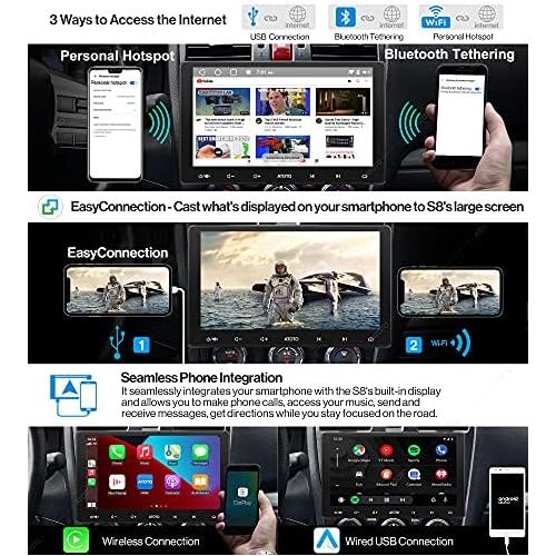  ATOTO S8 Premium 10.1 Inch Double DIN Android Dashboard Video Devices, S8G2114PM, USB Tethering 2 Bluetooth with aptX HD, Android Car & Wireless CarPlay, HD VSV Parking with LRV, S