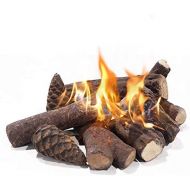 ATR ART TO REAL Gas Fireplace Logs Set of 9, Fireplace Logs Ceramic Wood Decoration for Gas Ethanol Firewood Log Set Hand Crafted Pine Cone Wood Use in Indoor, Ventless & Vent Free, Electric Outdo