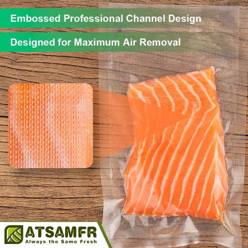  ATSAMFR (Total 200Feet)11x50 Rolls 4 Pack Vacuum Sealer Food Saver Bags Rolls with BPA Free,Heavy Duty,Great for Vac storage or Sous Vide Cooking