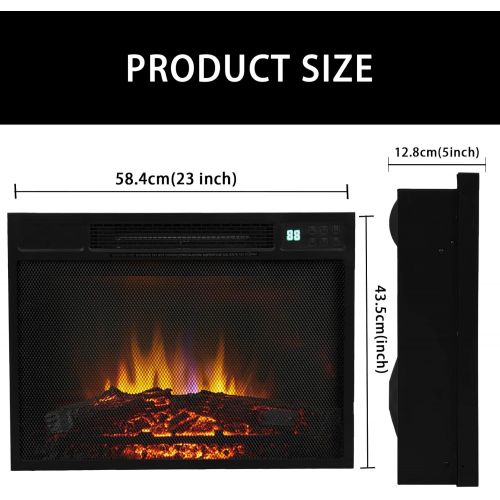  AT-X 23 inch Electric Fireplace Infrared Stove Heater, 1000W/1500W Remote Control Portable Indoor Freestanding Fireplace Heater with Flame Effect, Adjustable Brightness and Heating Mode