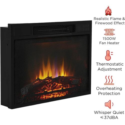  AT-X 23 inch Electric Fireplace Infrared Stove Heater, 1000W/1500W Remote Control Portable Indoor Freestanding Fireplace Heater with Flame Effect, Adjustable Brightness and Heating Mode