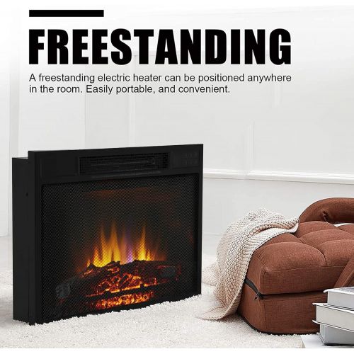  AT-X 23 inch Electric Fireplace Infrared Stove Heater, 1000W/1500W Remote Control Portable Indoor Freestanding Fireplace Heater with Flame Effect, Adjustable Brightness and Heating Mode