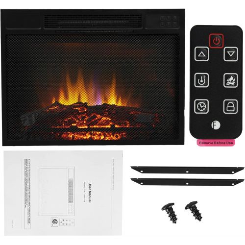  AT-X 23 inch Electric Fireplace Infrared Stove Heater, 1000W/1500W Remote Control Portable Indoor Freestanding Fireplace Heater with Flame Effect, Adjustable Brightness and Heating Mode