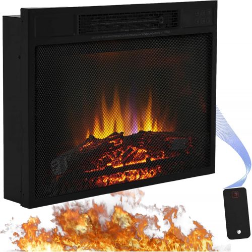  AT-X 23 inch Electric Fireplace Infrared Stove Heater, 1000W/1500W Remote Control Portable Indoor Freestanding Fireplace Heater with Flame Effect, Adjustable Brightness and Heating Mode