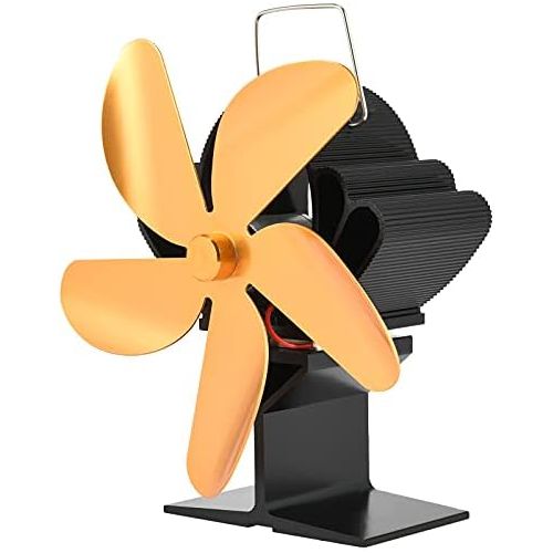  AT-X 6 Blade Heat Powered Wood Stove Fan, High Efficiency Fireplace Fan With Radiator Temperature Display, Saving Wood Fuel Heat Powered Stove Fan For Wood/Log Burner/Fireplace (Orange)