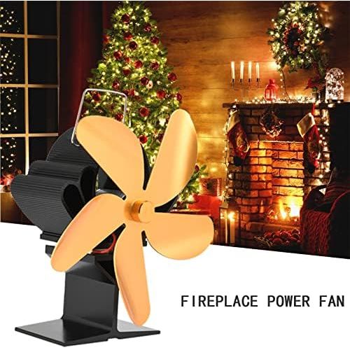  AT-X 6 Blade Heat Powered Wood Stove Fan, High Efficiency Fireplace Fan With Radiator Temperature Display, Saving Wood Fuel Heat Powered Stove Fan For Wood/Log Burner/Fireplace (Orange)