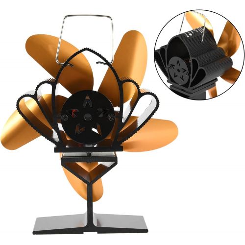  AT-X 6 Blade Heat Powered Wood Stove Fan, High Efficiency Fireplace Fan With Radiator Temperature Display, Saving Wood Fuel Heat Powered Stove Fan For Wood/Log Burner/Fireplace (Orange)