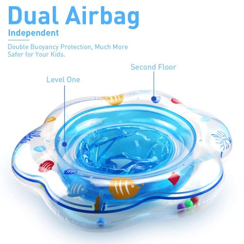  ATYMD Baby Swimming Float Inflatable with Double Airbag Swim Float Swimming Ring Pool Swim Training Aid for Infant Toddlers Kids of 3-48 Months