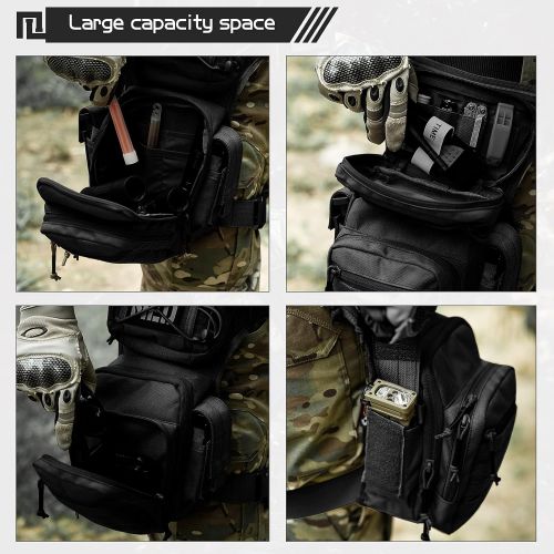  ATZB Drop Leg Bag for Men Women Military Tactical Thigh Pack Pouch Multifunctional Tactical Package Outdoor Hiking Thigh Bag