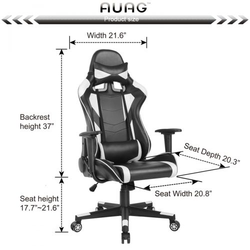  AUAG Auag Gaming Office Chair Ergonomic High Back PU Leather Racing Computer Chair Gaming Chair Floor Gaming Chair Style Adjustable Swivel Gaming Video Chair Rocker Office Chair Lumbar