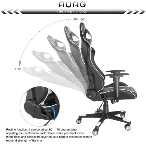  AUAG Auag Gaming Office Chair Ergonomic High Back PU Leather Racing Computer Chair Gaming Chair Floor Gaming Chair Style Adjustable Swivel Gaming Video Chair Rocker Office Chair Lumbar