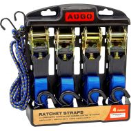 [아마존 핫딜] [아마존핫딜]AUGO Ratchet Tie Down Straps - 4 Pk - 15 Ft- 500 Lbs Load Cap- 1500 Lb Break Strength- Cambuckle Alternative- Cargo Straps for Moving Appliances, Lawn Equipment, Motorcycle - Includes 2