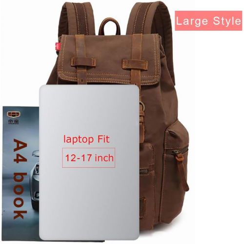  [아마존베스트]AUGUR High Capacity Canvas Vintage Backpack - for School Hiking Travel 12-17 Laptop