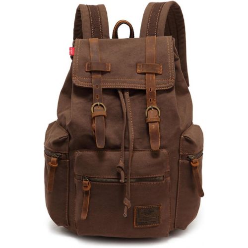  [아마존베스트]AUGUR High Capacity Canvas Vintage Backpack - for School Hiking Travel 12-17 Laptop