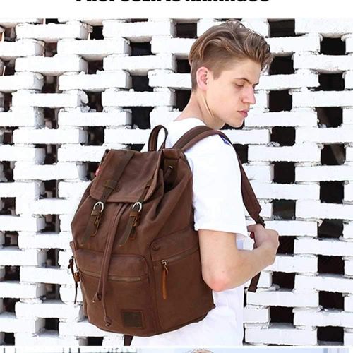  [아마존베스트]AUGUR High Capacity Canvas Vintage Backpack - for School Hiking Travel 12-17 Laptop