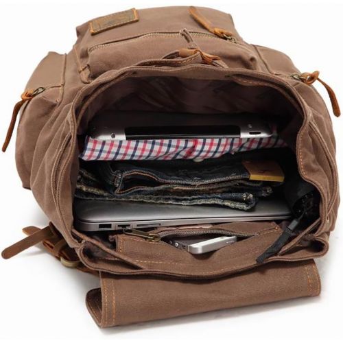  [아마존베스트]AUGUR High Capacity Canvas Vintage Backpack - for School Hiking Travel 12-17 Laptop