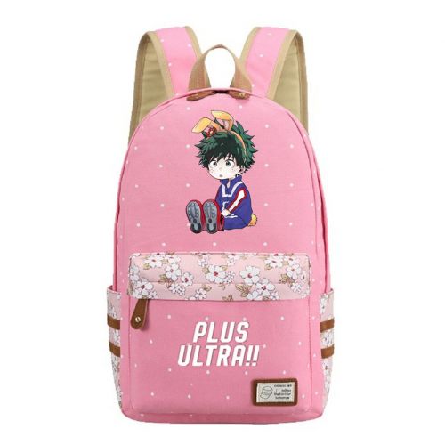  AUGYUESS My Hero Academia Anime Cosplay School Bag Daypack Shoulder Bag Bookbag Backpack (Pink 1)