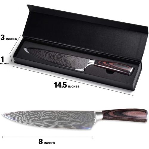  AUIIKIY Professional Chef Knife, 8 Inch Pro Kitchen Knife, German High Carbon Stainless Steel Knife with Ergonomic Handle