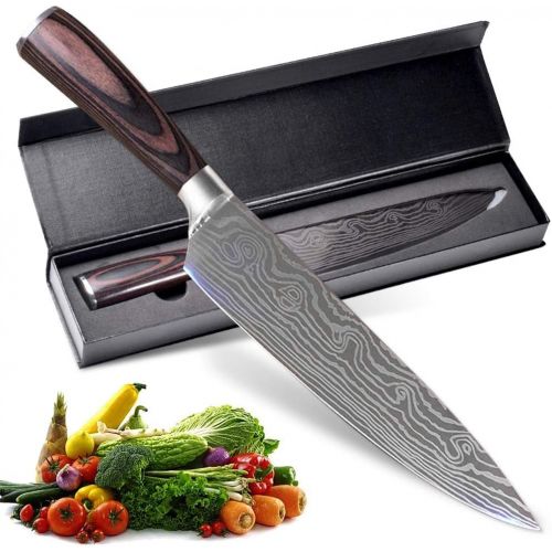  AUIIKIY Professional Chef Knife, 8 Inch Pro Kitchen Knife, German High Carbon Stainless Steel Knife with Ergonomic Handle