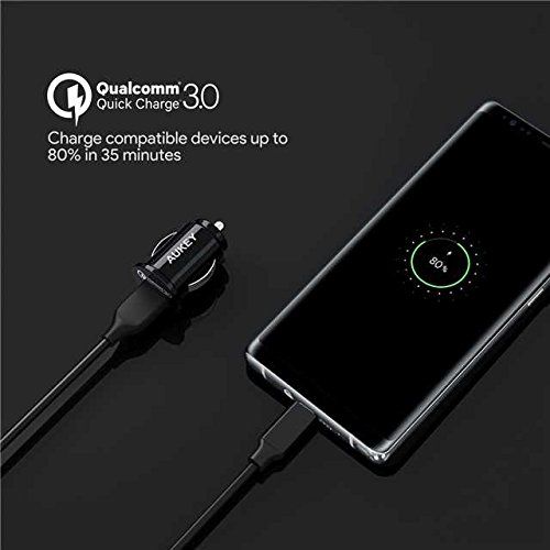  AUKEY Car Charger, Flush Fit Quick Charge 3.0 Port for Samsung Galaxy Note8 / S8 / S8+, LG G6 / V20, HTC 10 and More