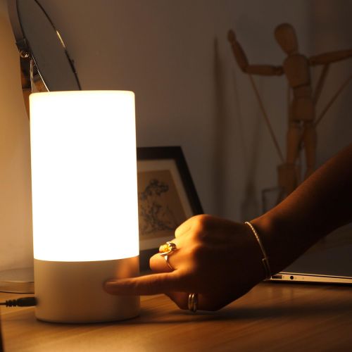  [아마존 핫딜]  [아마존핫딜]AUKEY Table Lamp, Touch Sensor Bedside Lamps + Dimmable Warm White Light & Color Changing RGB for Bedrooms