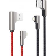 [아마존핫딜][아마존 핫딜] AUKEY Right Angle Lightning Cable (6.6ft - 2 Pack) Nylon Braided [ Apple MFi Certified ] Ideal for Playing Games iPhone Charging Cable Compatible with iPhone 11 / X / 8 / 6, iPad