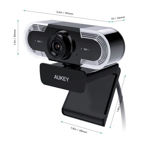  AUKEY Webcam 2K HD with Auto Light Adjustment, Manual Focus and Mic, Live Streaming Camera, USB Webcam for Widescreen Video Calling and Recording, Compatible with Windows, Mac OS a