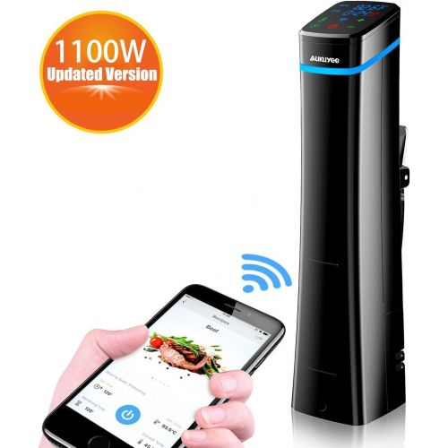  [아마존 핫딜] [아마존핫딜]AUKUYEE Sous Vide Sous Vide Stick Sous-Vide Garer Wi-Fi App Steuerung Prazisionskochtopf Immersion Zirkulator mit Genauem Temperatur Digital Timer Trockenlaufschutz 1100W (Schwarz)