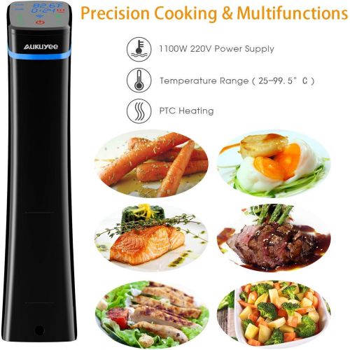  [아마존 핫딜] [아마존핫딜]AUKUYEE Sous Vide Sous Vide Stick Sous-Vide Garer Wi-Fi App Steuerung Prazisionskochtopf Immersion Zirkulator mit Genauem Temperatur Digital Timer Trockenlaufschutz 1100W (Schwarz)