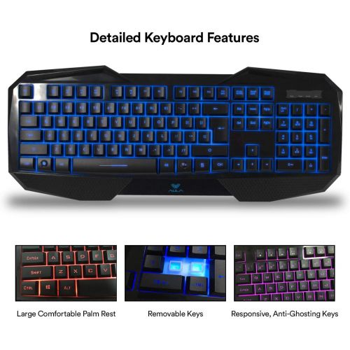  AULA Catalyst Gaming Keyboard, Ergonomic Keyboard Multimedia keys, Swappable Gaming keys, Computer Keyboard