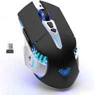 AULA SC200 Rechargeable Bluetooth Mouse, LED Wireless Gaming Mouse with Side Buttons, DPI Adjustable Multi-Device(BT5.0+BT3.0+2.4G) Office Games Computer Mice for PC Mac Laptop/Tab