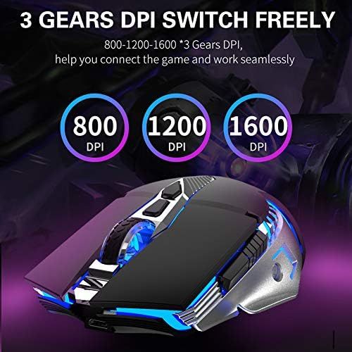  AULA SC200 Rechargeable Bluetooth Mouse, LED Wireless Gaming Mouse with Side Buttons, DPI Adjustable Multi-Device(BT5.0+BT3.0+2.4G) Office Games Computer Mice for PC Mac Laptop/Tab