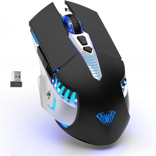  AULA SC200 Rechargeable Bluetooth Mouse, LED Wireless Gaming Mouse with Side Buttons, DPI Adjustable Multi-Device(BT5.0+BT3.0+2.4G) Office Games Computer Mice for PC Mac Laptop/Tab