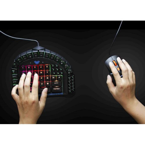  AULA One Handed Gaming Keyboard, RGB LED Backlist Mechanical Keyboard with Removable Hand Rest for PC Gamer & Typing