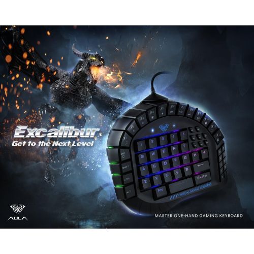  AULA One Handed Gaming Keyboard, RGB LED Backlist Mechanical Keyboard with Removable Hand Rest for PC Gamer & Typing