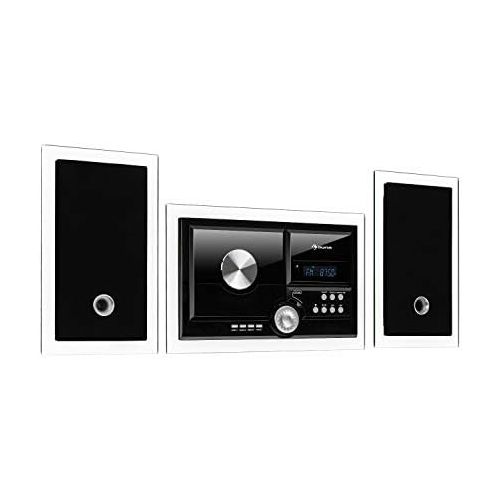  auna Stereosonic Microsystem, Stereo System, Micro System, 2 x 10 Watts RMS Stereo Speakers, Front-Loading CD Player, FM Tuner, Bluetooth, USB Port, Incl. Remote Control, Black: Ho